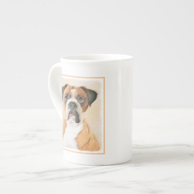 Boxer Dog Malerei unzugeschnittene ursprüngliche T Prozellantasse (Vorderseite Links)