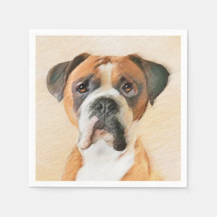Boxer Dog Malerei unzugeschnittene ursprüngliche T Serviette