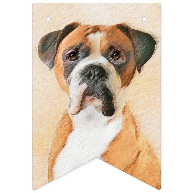 Boxer Dog Malerei unzugeschnittene ursprüngliche T Wimpelkette (Erste Fahne)