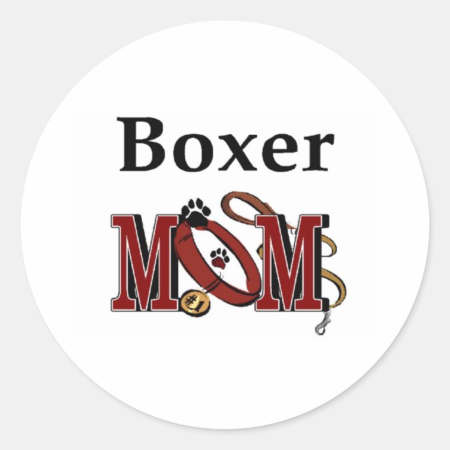 Boxer Dog MAMA Runder Aufkleber (Vorderseite)