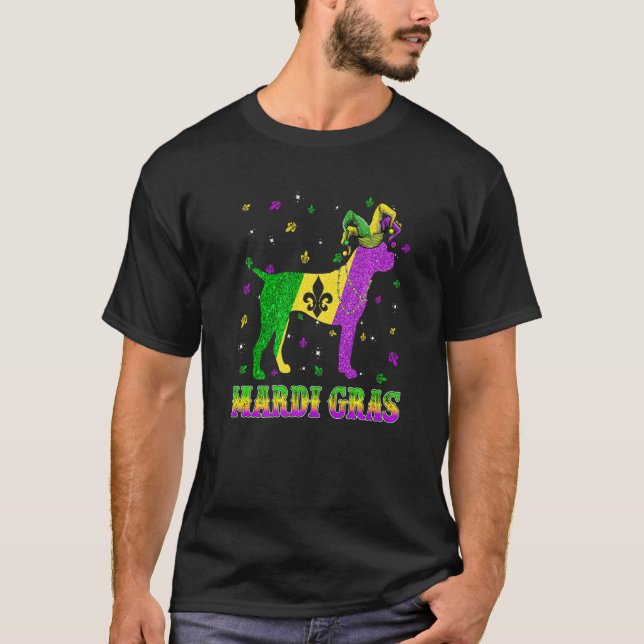 Boxer Dog Mardi Gras Carnival Jester Beads Premium T-Shirt (Vorderseite)