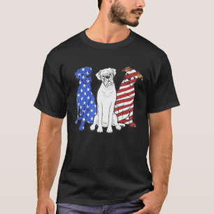 Boxer Dog Merica American Flag Patriot 4. Juli T-Shirt