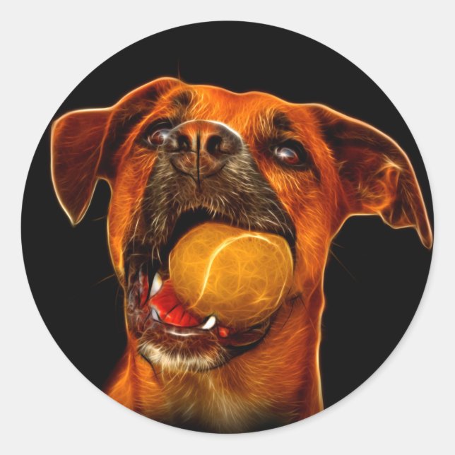Boxer Dog Moderne Kunst Runder Aufkleber (Vorderseite)