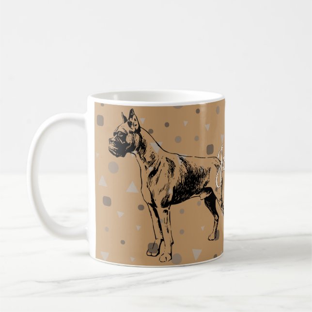 Boxer Dog Mug – Geometric Boxer Illustration (Gauche)