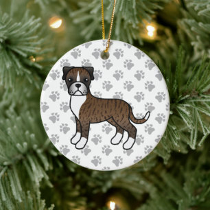 Boxer Dog Niedlich Illustration & Paws Keramik Ornament