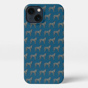 Boxer Dog Niedlich Silhouette Grid Blue iPhone Hülle