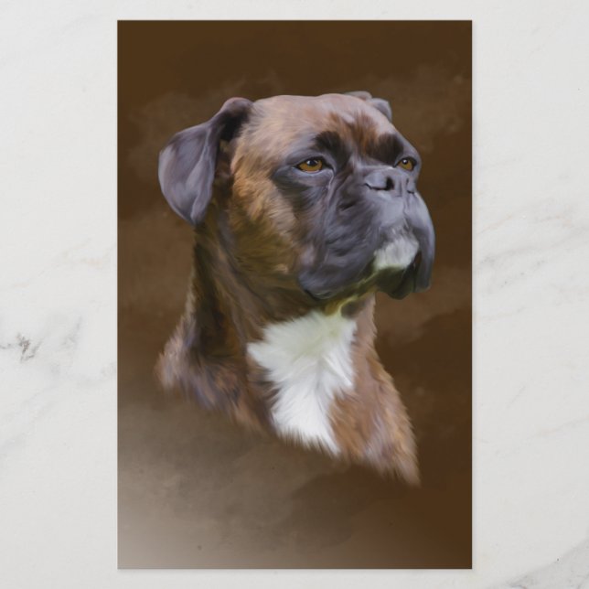 Boxer Dog Ölgemälde Porträt Briefpapier (Vorderseite)