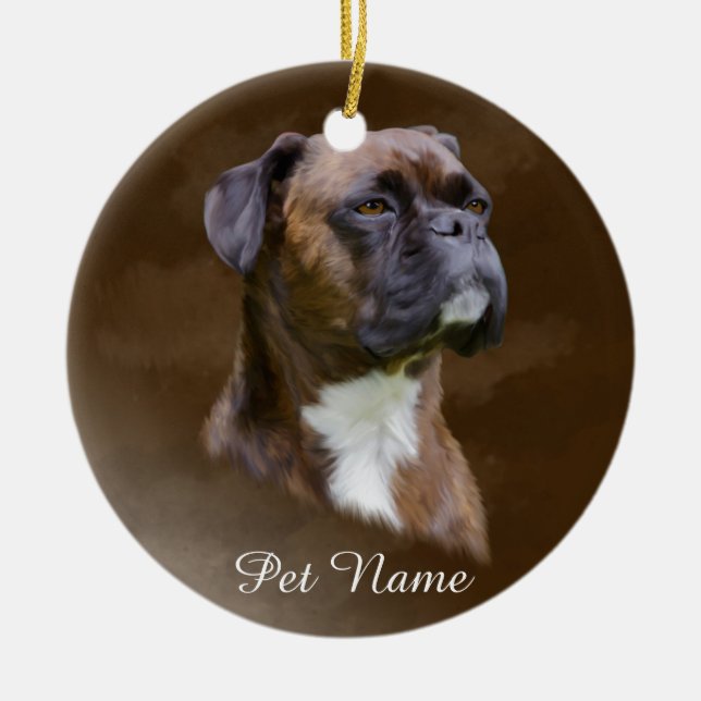 Boxer Dog Ölgemälde Porträt Keramik Ornament (Vorne)