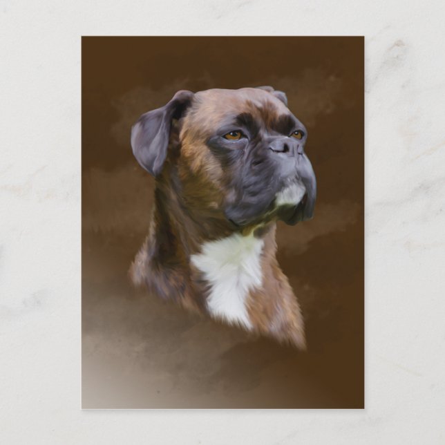 Boxer Dog Ölgemälde Porträt Postkarte (Vorderseite)