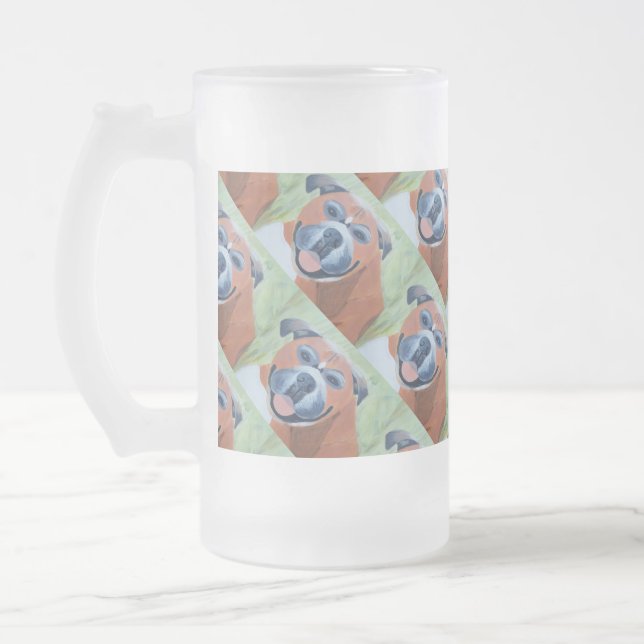 boxer dog pattern mug mattglas bierglas (Links)