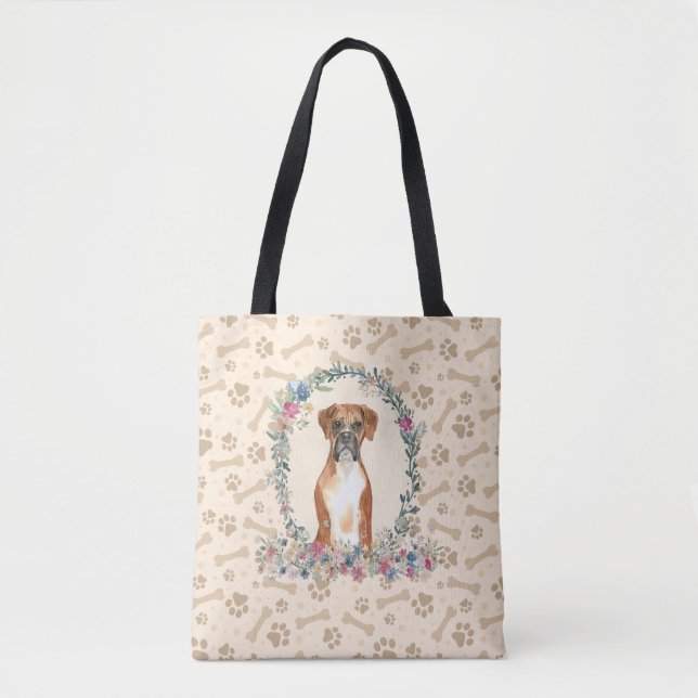 Boxer Dog Paw Print & Dog Bone Niedlich Tasche (Vorderseite)