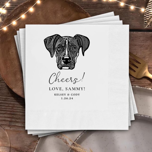 Boxer Dog Personalisiert Cheers Napkins Serviette (Von Creator hochgeladen)