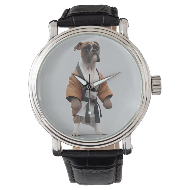 Boxer Dog Play Karate, Karate Champion Boxer Dog Armbanduhr (Vorderseite)