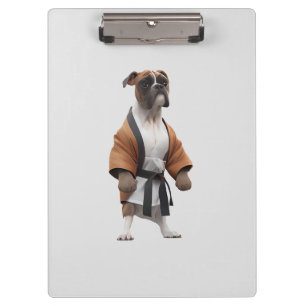 Boxer Dog Play Karate, Karate Champion Boxer Dog Klemmbrett