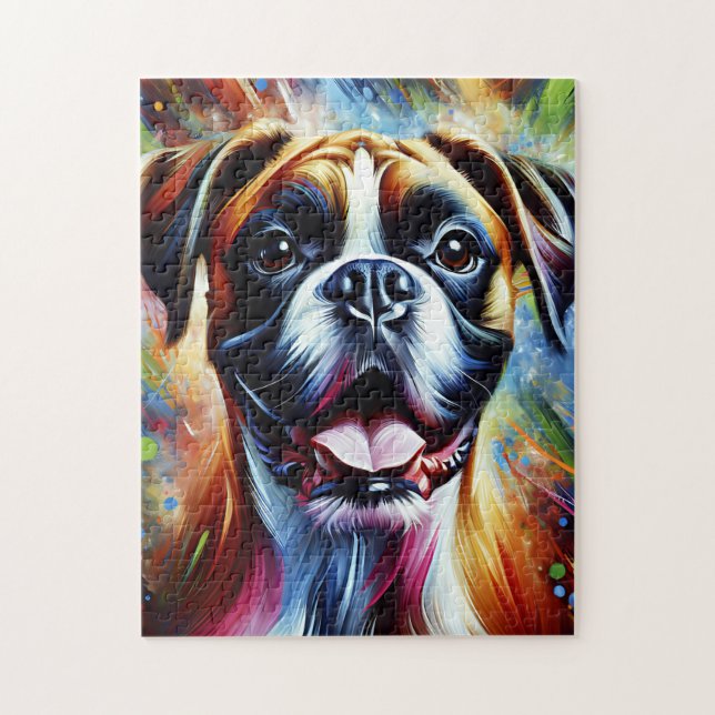 Boxer Dog Portrait Akryllische Kunst Print Dog Lov (Vertikal)