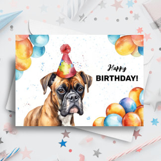 Boxer Dog Portrait Niedliches Tier Party Happy Bir Karte