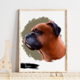 Boxer Dog Portrait | Pet Portrait Wall Print Poster