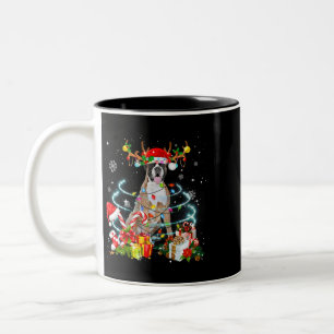 Boxer Dog Rentier Weihnachtsbaum Lichter Pajama Xm Zweifarbige Tasse