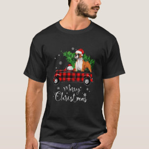 Boxer Dog Ride Red Truck Weihnachten Pajama Long S T-Shirt