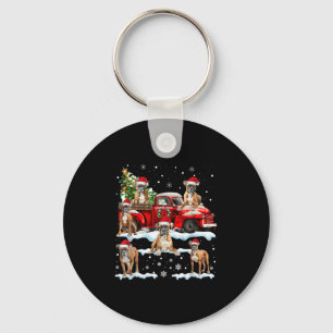 Boxer Dog Riding Red Truck Ugly Sweater Merry Chri Schlüsselanhänger