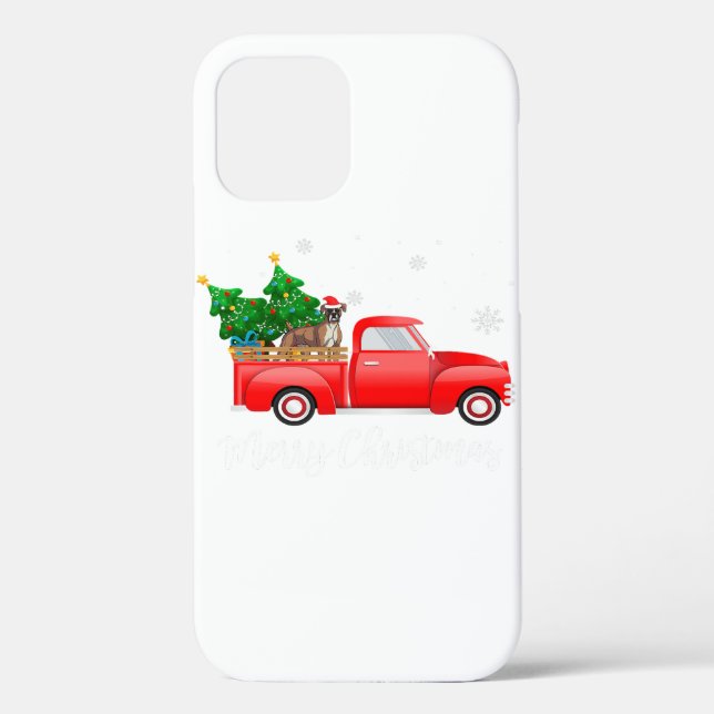Boxer Dog Riding Red Truck Weihnachten Case-Mate iPhone Hülle (Rückseite)