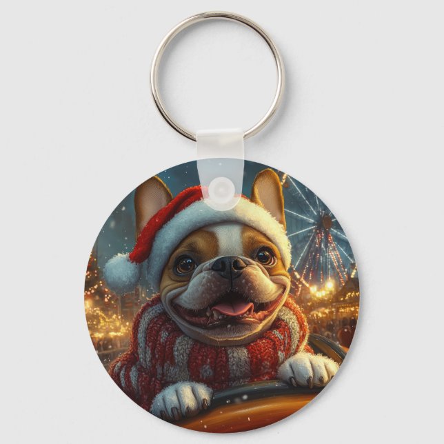 Boxer Dog Roller Untersetzer Weihnachten Schlüsselanhänger (Vorderseite)