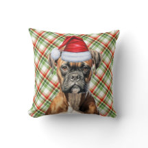 Boxer Dog Rot und Grün Karierter Weihnachtsurlaub