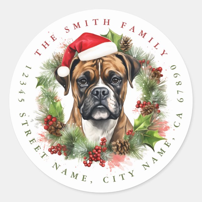 Boxer Dog Round Stickers (Vorderseite)