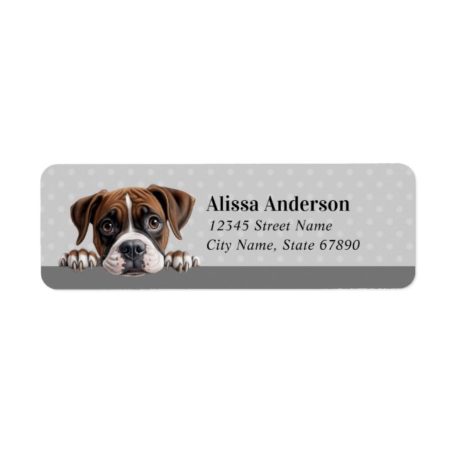 Boxer Dog Rücksendeadressen-Aufkleber (Vorne)