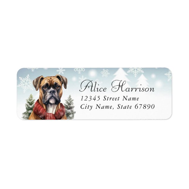 Boxer Dog Rücksendeadressen-Aufkleber (Vorne)