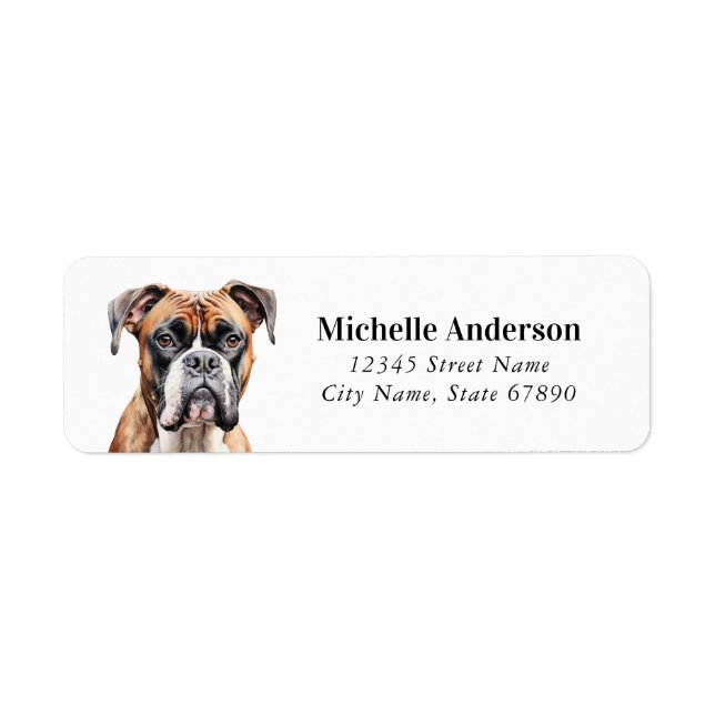 Boxer Dog Rücksendeadressen-Aufkleber (Vorne)