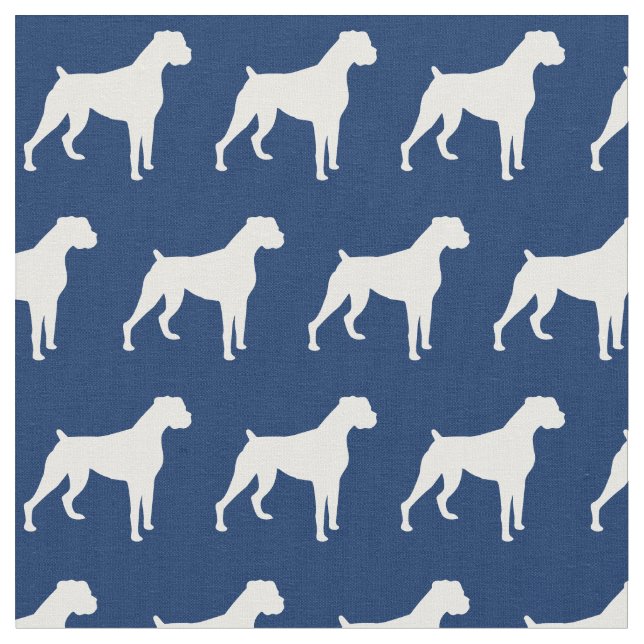 Boxer Dog Silhouette Pet Navy Blue Stoff (Nahaufnahme)
