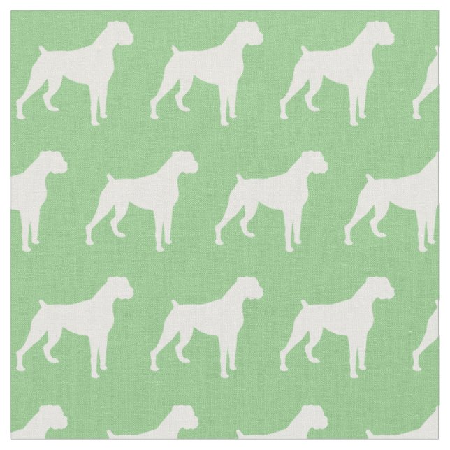 Boxer Dog Silhouette Pet Sage Green Stoff (Nahaufnahme)