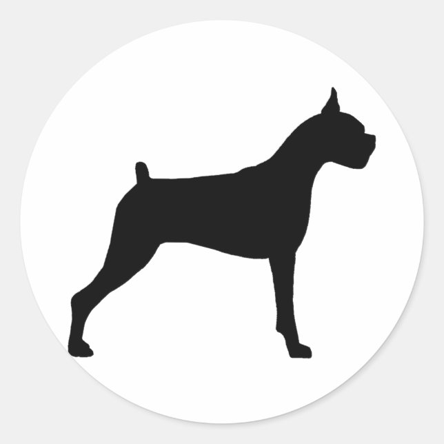 Boxer Dog Silhouette Runder Aufkleber (Vorderseite)