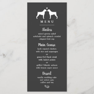 Boxer Dog Silhouetten Hochzeitmenü Menükarte
