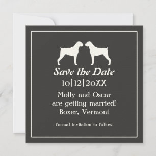 Boxer Dog Silhouetten Hochzeitssache Datum speiche Save The Date