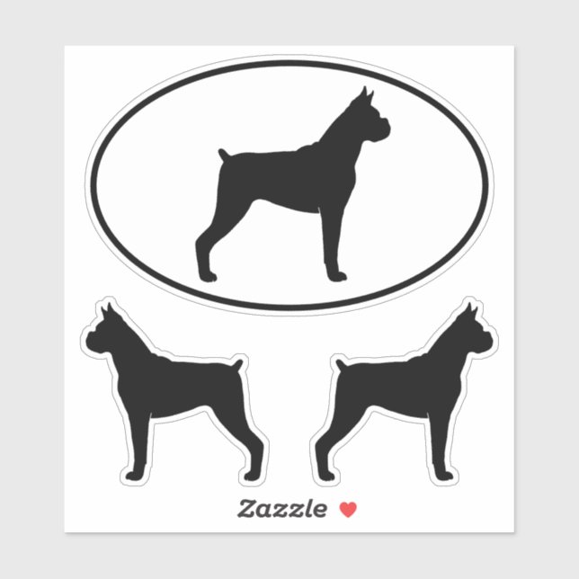 Boxer Dog Silhouetten Vinyl Sticker Set (Blatt)