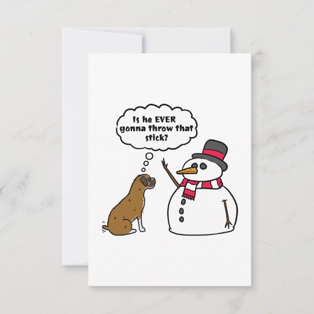 Boxer Dog Snowman Weihnachten Karte (Vorderseite)