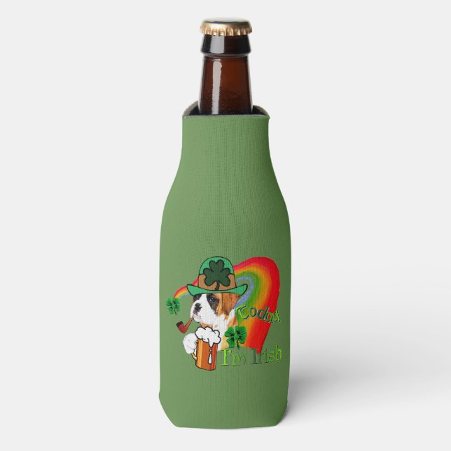 Boxer Dog St Patricks Day Flaschenkühler (Flaschenvorderseite)