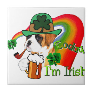 Boxer Dog St Patrick's Day Fliese