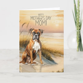 Boxer Dog Sunset Beach Mother's Day Feiertagskarte