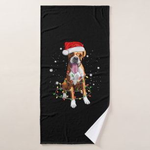 Boxer Dog Tree Weihnachtsbeleuchtung Xmas Pajama Badehandtuch