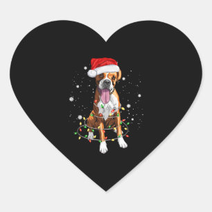 Boxer Dog Tree Weihnachtsbeleuchtung Xmas Pajama Herz-Aufkleber