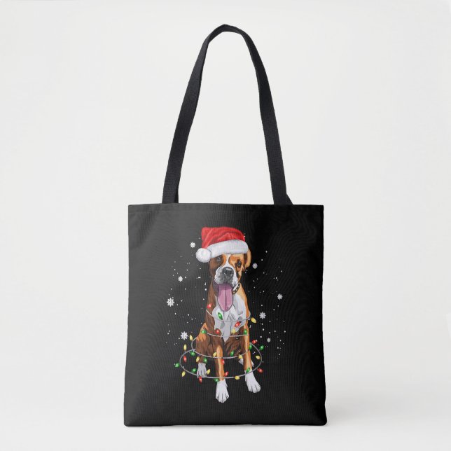 Boxer Dog Tree Weihnachtsbeleuchtung Xmas Pajama Tasche (Vorderseite)