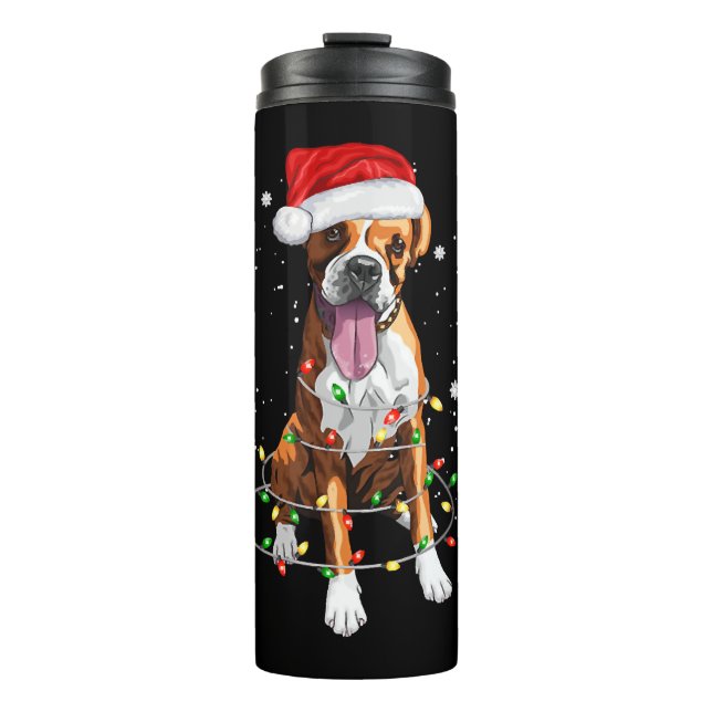 Boxer Dog Tree Weihnachtsbeleuchtung Xmas Pajama Thermosbecher (Vorderseite)