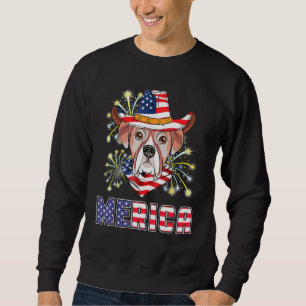 Boxer Dog Us Flag Hat Fireworks Merica 4. Juli Sweatshirt