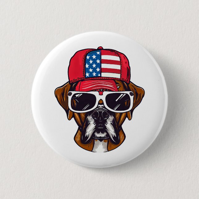 Boxer Dog USA Button (Vorderseite)
