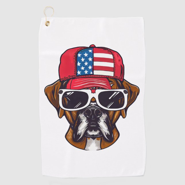 Boxer Dog USA Golfhandtuch (Vorderseite)