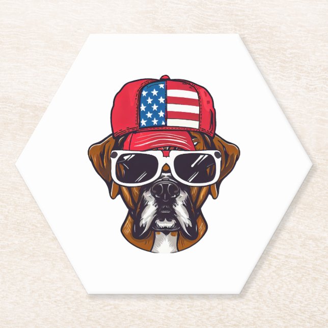 Boxer Dog USA Untersetzer (Vorderseite)