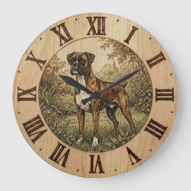 Boxer Dog Wall Clock - Playful Pet Decor  Große Wanduhr (Vorderseite)